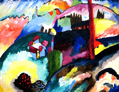 Reprodukcje obrazów Landscape with Factory Chimney - Wassily Kandinsky Rozmiar - 50x40