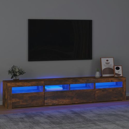 Szafka pod TV z oświetleniem LED, przydymiony dąb, 210x35x40 cm na Arena.pl