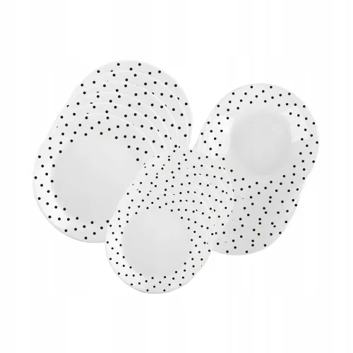 SERWIS OBIADOWY 18 ELEM DLA 6 OSÓB KPL TALERZY ZE ZDOBIENIEM W KROPKI SZKŁO na Arena.pl