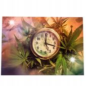 Obraz 100x70 marihuana zioło konopie zegar liście