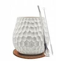 Zestaw Yerba Mate Matero Kubek Biały Plaster + Bombilla 17cm i GRATISY!