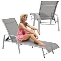 leżak ogrodowy 5 pozycji regulowany leżanka stalowa tekstylen na taras