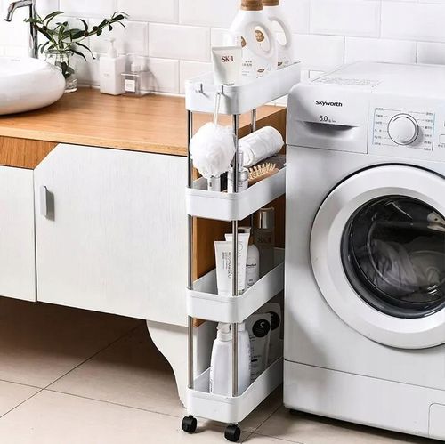 PÓŁKA ŁAZIENKOWA SZAFKA KUCHENNA REGAŁ MOBILNY NA KÓŁKACH 4 POZIOMY na Arena.pl