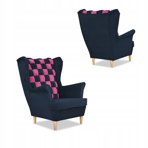 Zestaw uszak CAROL DUO sofa fotele Family Meble granatowo - różowy na Arena.pl