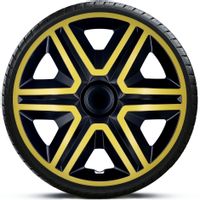 4x Kołpaki 14 ACTION CZARNO ZŁOTE TUNING