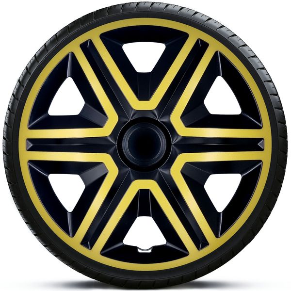 4x Kołpaki 14 ACTION CZARNO ZŁOTE TUNING zdjęcie 1