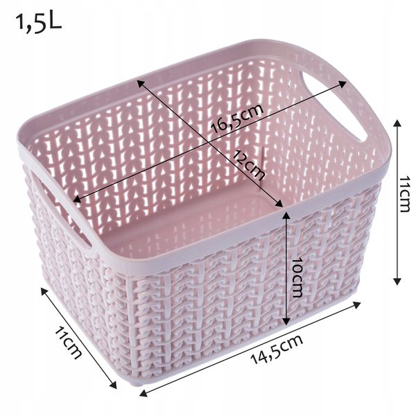 KOSZYK POJEMNIK PUDEŁKO PLASTIK KOSZ 1,5L KOLORY zdjęcie 5