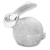 KRÓLIK WIELKANOCNY SREBRNY BROKATOWY DEKORACJA ŚWIĄTECZNA DUŻY 16 cm