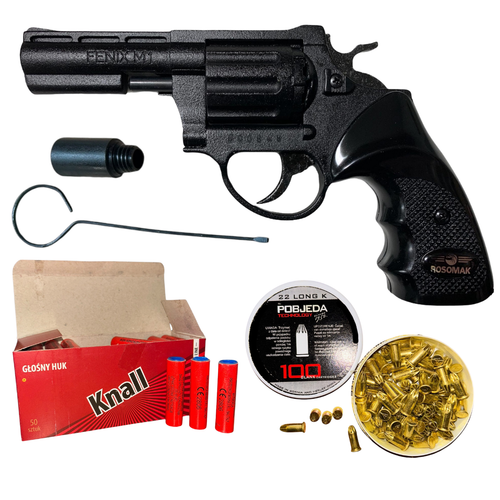 PISTOLET HUKOWY KAL. 6MM REWOLWER HUKOWY FENIX DŁUGA LUFA + NABOJE + RACE na Arena.pl