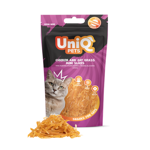 Przysmaki suche dla kota mini fileciki z kurczakiem i trawą 50g UNIQ PETS na Arena.pl