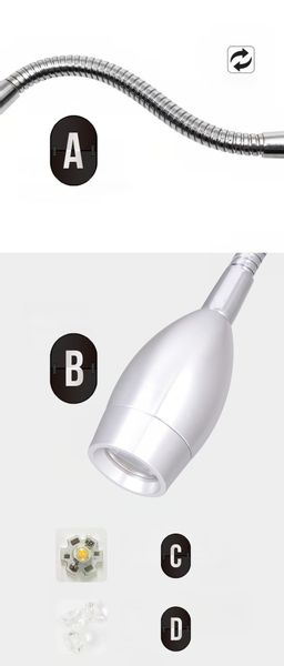 Złota lampka FLEXI nocna do czytania do sypialni Kiniet LED 3W Wobako zdjęcie 6