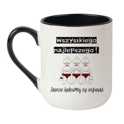 KUBEK "WSZYSTKIEGO NAJLEPSZEGO! ZAWSZE BĘDZIEMY CIĘ WSPIERAĆ" Wzór - Elegant Coffee Czarny 330 ml na Arena.pl