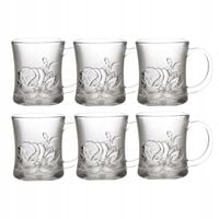 6x SZKLANKI 280 ML DO HERBATY KAWY Z UCHEM KOMPLET SZKLANEK ELEGANCKIE