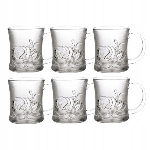 6x SZKLANKI 280 ML DO HERBATY KAWY Z UCHEM KOMPLET SZKLANEK ELEGANCKIE na Arena.pl
