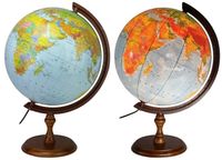 Globus 320mm PODŚWIETLANY 2w1 CIEMNA STOPKA - DREWNO - LED - Produkt Polski