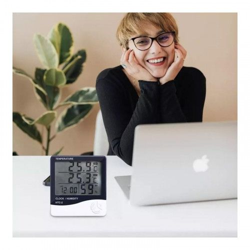 BEZPRZEWODOWA STACJA POGODY TERMO-HIGROMETR ZEWNĘTRZNA SONDA ZEGAR BUD na Arena.pl