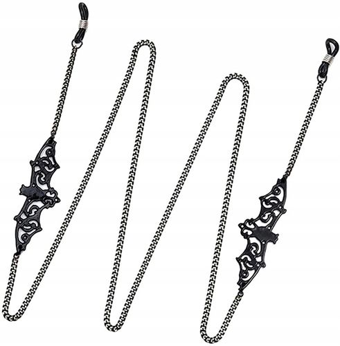 Elegancki Łańcuszek Do Okularów Czarny Metalowy na Arena.pl