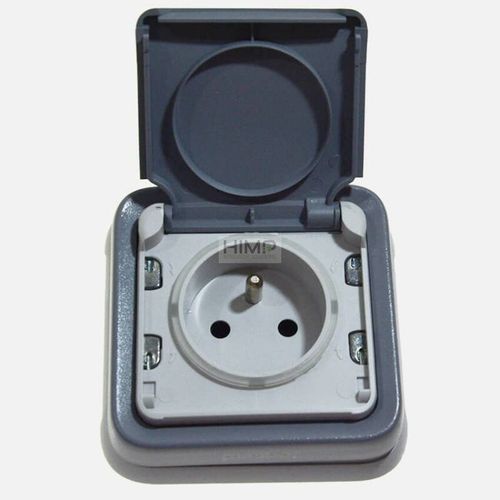 PLEXO55 Gniazdo hermetyczne pojedyncze 2P+Z z przysłoną SZARE komplet Legrand 069831 na Arena.pl