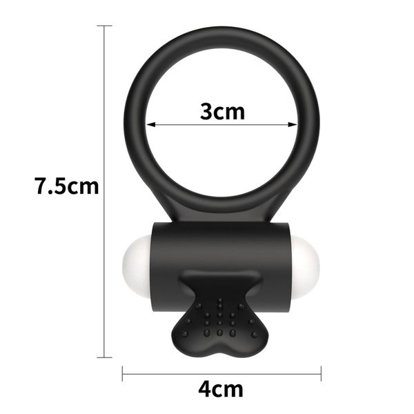 Power Clit Silicone Cockring Black zdjęcie 4