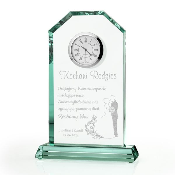 PODZIĘKOWANIE DLA RODZICÓW na ślub wesele Statuetka Zegar +GRAWER zdjęcie 1