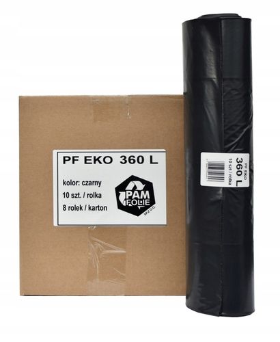 WORKI NA ŚMIECI 360L 100szt Uniwersalne Mocne Grube Czarne Duże Pam Folie na Arena.pl