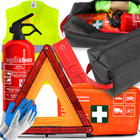 ZESTAW DO BAGAŻNIKA APTECZKA TRÓJKĄT GAŚNICA KAMIZELKA ORGANIZER RĘKAWICZKI