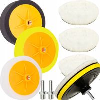 ZESTAW 3 X FUTRO + 3 X GĄBKI GĄBEK PADY POLERSKIE 150 MM NA RZEP WKRĘTARKĘ