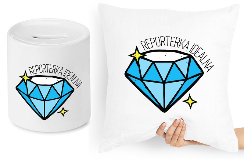Dla Dziennikarza Zestaw Poduszka + Skarbonka Z Nadrukiem Ze Zdjęciem zdjęcie 1