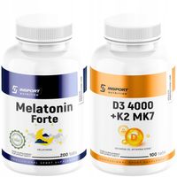 MELATONINA FORTE 5mg + WITAMINA D3+K2 Mk7 - Głęboki SEN ODPORNOŚĆ | INSPORT