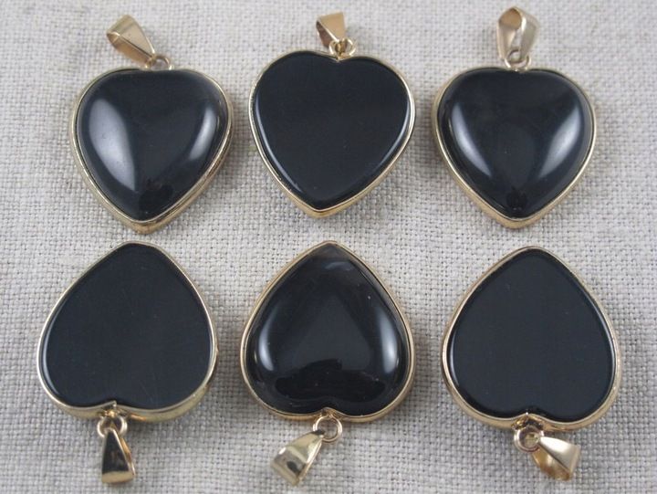 WISIOREK kamień ONYKS CZARNY serce 25mm [W1073] zdjęcie 5