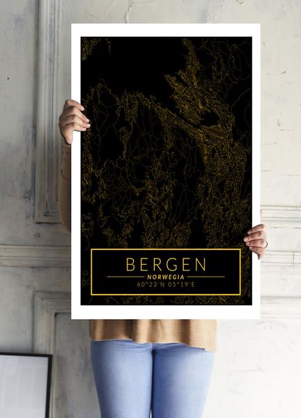 Bergen mapa złota - plakat 20x30 cm zdjęcie 2