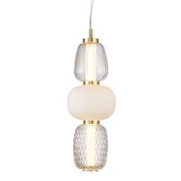 Kulista lampa wisząca Eris PND-98374-28W-GD Italux LED 28W 3000K złoty biały