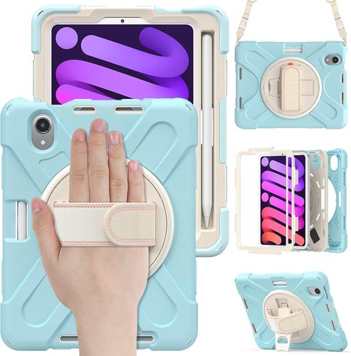 Etui do iPad Mini 6 8.3" z Podstawką i Paskiem na Ramię Błękitne na Arena.pl