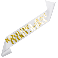 Szarfa ze złotym nadrukiem Krolowa jest tylko jedna