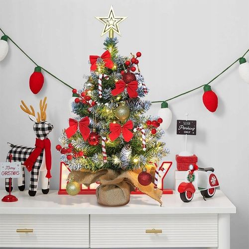 MAŁA SZTUCZNA CHOINKA 60 CM DO DEKORACJI STOŁU Z OŚWIETLENIEM LED na Arena.pl