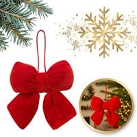 czerwona kokarda, aksamitna, ozdoba świąteczna 14 x 5cm woz41