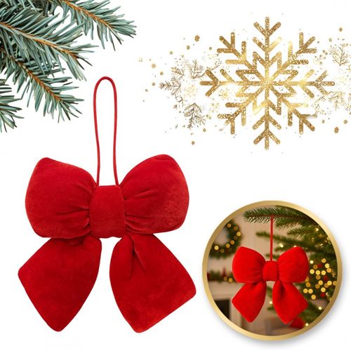 czerwona kokarda, aksamitna, ozdoba świąteczna 14 x 5cm woz41 na Arena.pl