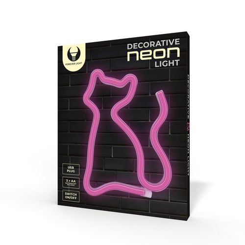 Neon LED KOT różowy Bat + USB FLNE04 Forever Light na Arena.pl