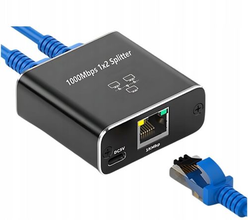 Adapter rozdzielacz mini Switch splitter LAN Ethernet RJ45 2xRJ45 1000M 1GB na Arena.pl