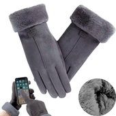 RĘKAWICZKI DAMSKIE DOTYKOWE OCIEPLANE Z FUTERKIEM