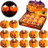 DEKORACJE HALLOWEEN ŚWIECZKI DYNIE LED LAMPIONY DEKORACJA OZDOBA 12szt