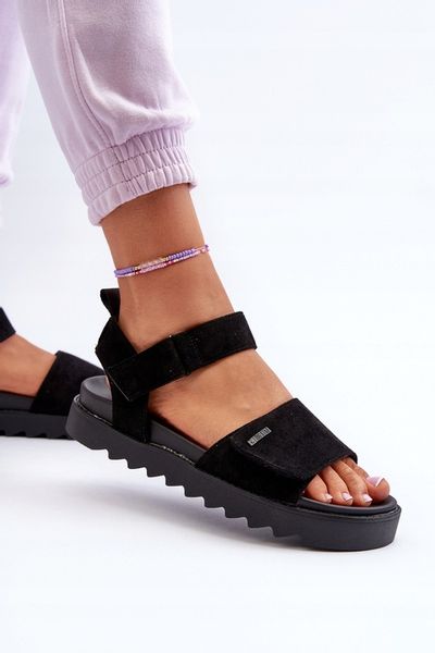 SANDAŁY DAMSKIE NA PLATFORMIE EKO ZAMSZ BIG STAR NN274700 CZARNE 39 zdjęcie 14