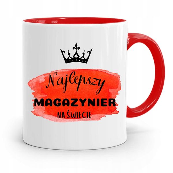 Kubek Czerwony Dla Magazyniera Najlepszy Na Z Nadrukiem Ze Zdjęciem zdjęcie 1