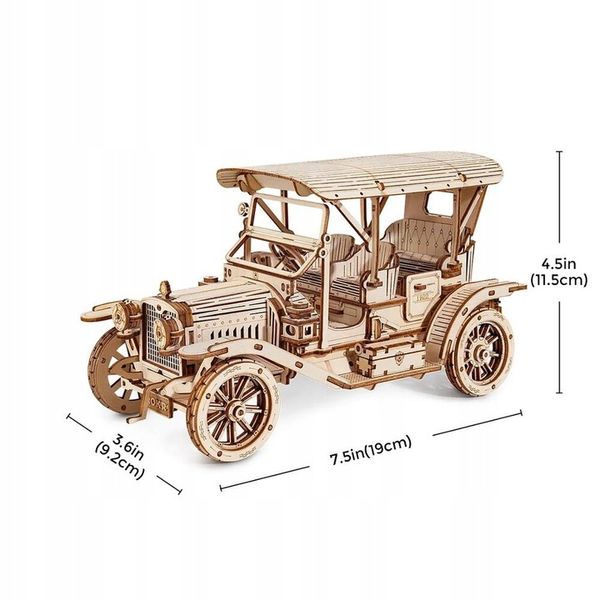 ROBOTIME Drewniane Puzzle Model 3D DIY - Zabytkowe Auto Samochód zdjęcie 12