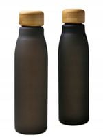 BUTELKA SZKLANA BIDON DO WODY NA SIŁOWNIE EKO 600 ML ZAKRĘTKA BAMBUSOWA