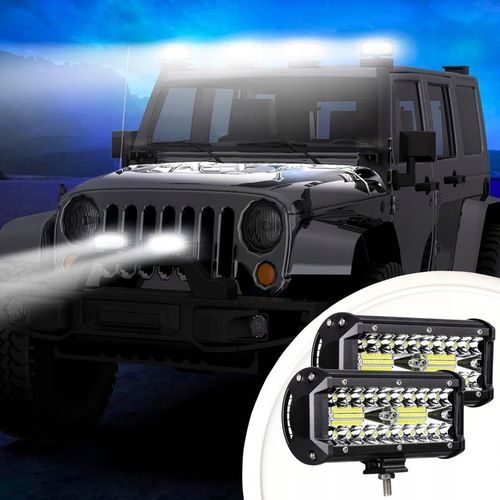 ZESTAW LAMPA ROBOCZA HALOGEN SAMOCHODOWY QUAD 2x 120W MOCNY LED CREE IP68 na Arena.pl