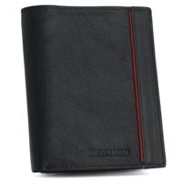 portfel męski skórzany rfid - czarno-czerwony