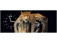 100X40CM ZEGAR ZEGAR ŚCIENNY DZIKI KOT LAMPART OBRAZ