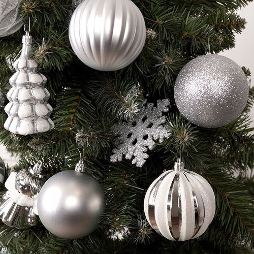 20x Bombki CHOINKOWE świąteczne nietłukące SREBRNE zestaw bombek na choinkę na Arena.pl