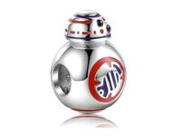 Rodowany srebrny wiszący charms do pandora robot srebro 925 CHARM238